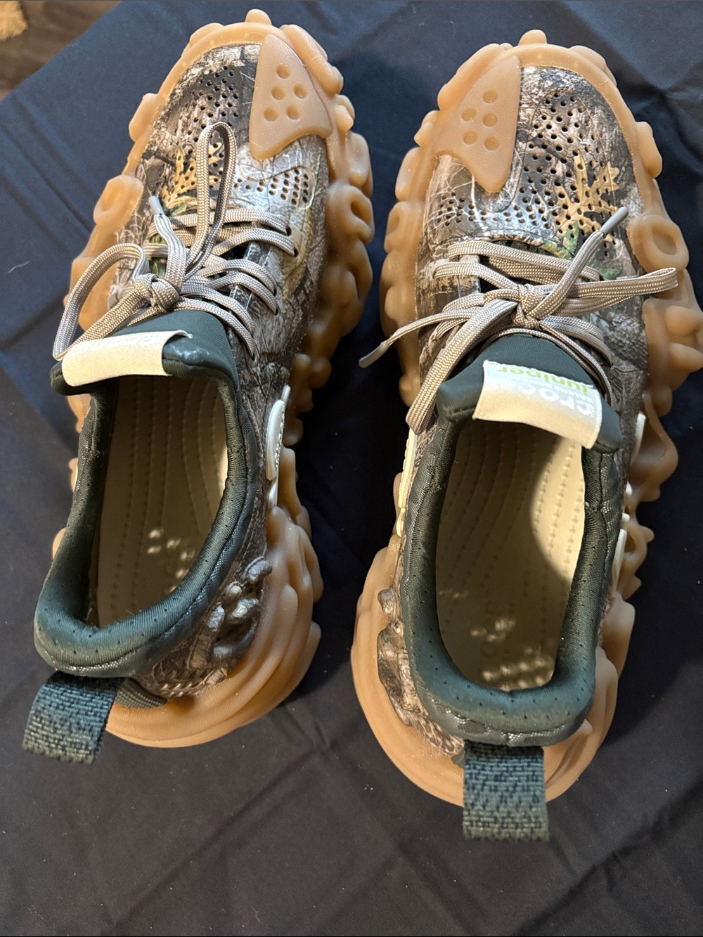 CROCS Bubble-Sole Sneakers in Olive Green and Gum - Picture 10 of 12
